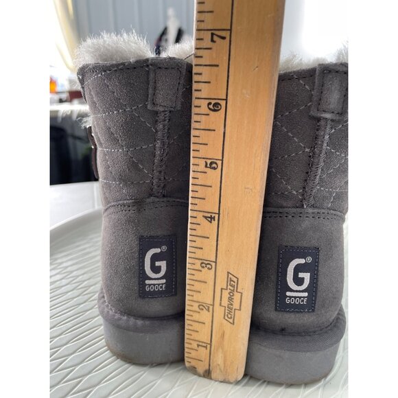 Gooce Maddie Suede Leather Boots Women 7 Round Toe Quilted Sheepskin Wool Winter - Picture 3 of 11